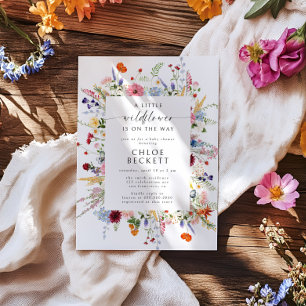 En liten vild blomsterfärgad baby shower inbjudningar