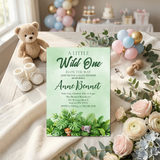 En liten vild en är på väg Baby Shower Inbjudningar