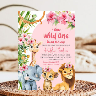 En liten Vild en är på vägen Safari Baby Shower Inbjudningar
