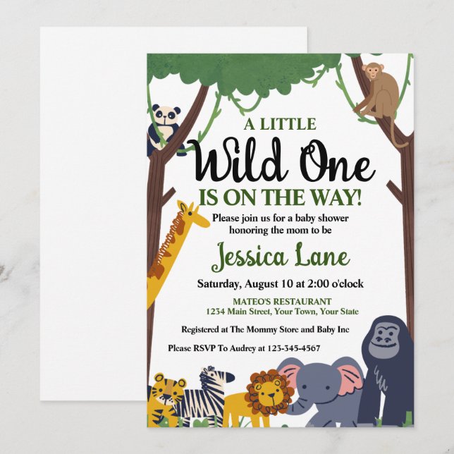 En liten Vild, en babyskare Inbjudningar (Fram/baksida)