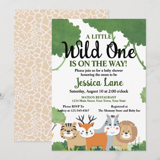 En liten Vild, en babyskare Inbjudningar (Fram/baksida)