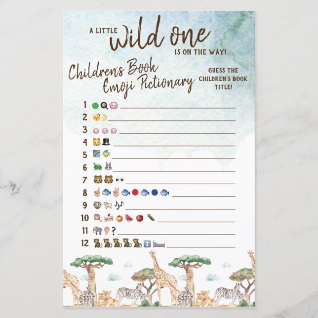 En liten Vild en Emoji Pictionary Baby Shower (Framsida)