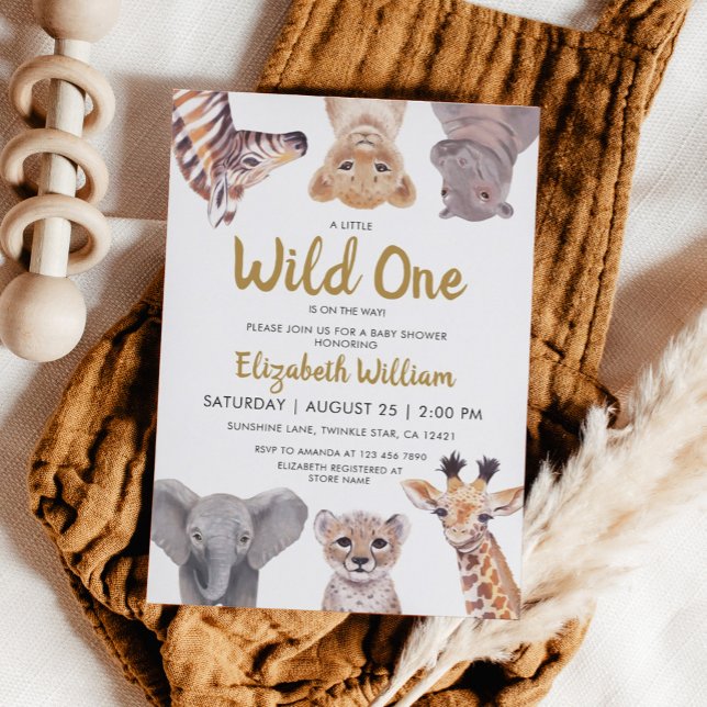 En liten Vild en safari Baby djur Baby Shower Inbjudningar (Skapare uppladdad)