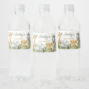 En liten Vild en Safari Baby Shower Vattenflaskor Etikett