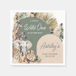 En liten Vild en safari-djursbabyskor Pappersservett