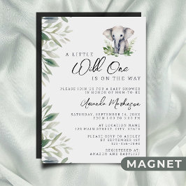 En liten Vild en Safari Elephant Baby Shower Magnetisk Inbjudningskort