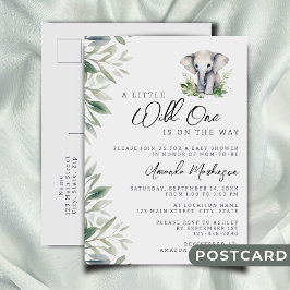 En liten Vild en Safari Elephant Baby Shower Vykort