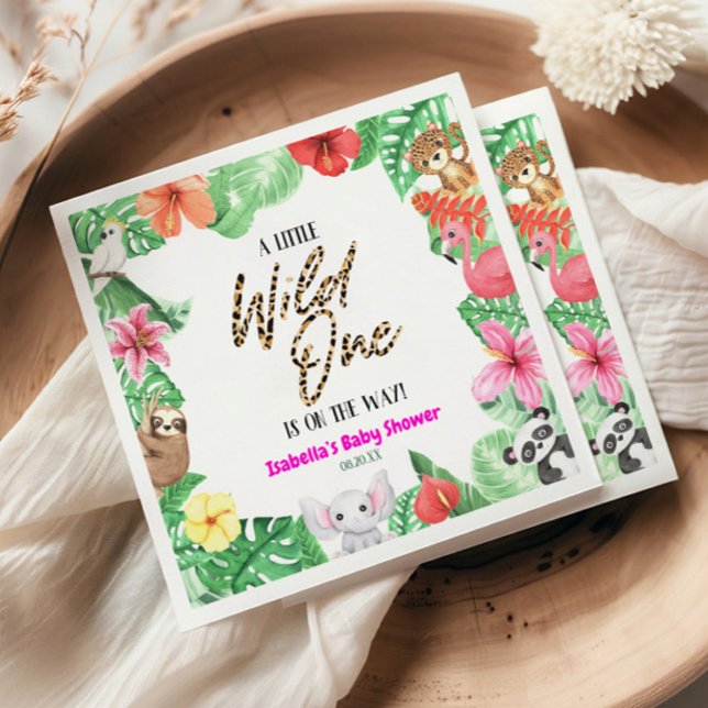 En liten Vild en Tropical Animal Baby Shower Pappersservett (Skapare uppladdad)