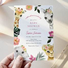 En liten Vild en ungle Girl Baby Shower Inbjudningar