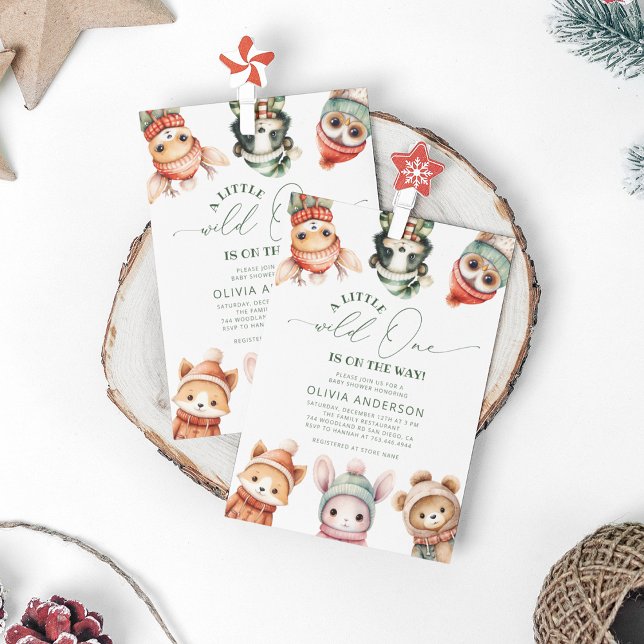 En liten Vild, en vinter Woodland Baby Shower Inbjudningar (Skapare uppladdad)