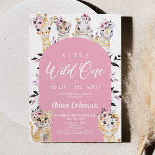 En liten Vild en Zoo Safari Animal Baby Shower Inbjudningar