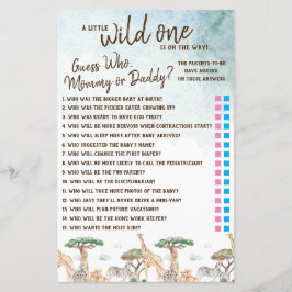 En liten vild Gissa vem? Baby Shower-spel