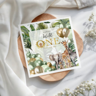 En liten vild Safari Baby Shower Djungelgrön Pappersservett
