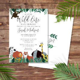 En liten vild Safari-djur Baby Shower Inbjudningar