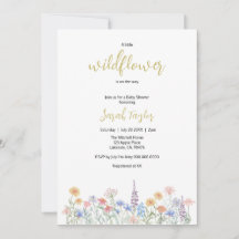 En liten vildblomma Baby Shower-inbjudan