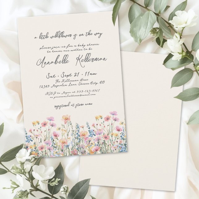 En liten vildblomma - Baby Shower Inbjudningar (A Little Wildflower Baby Shower Invitation)