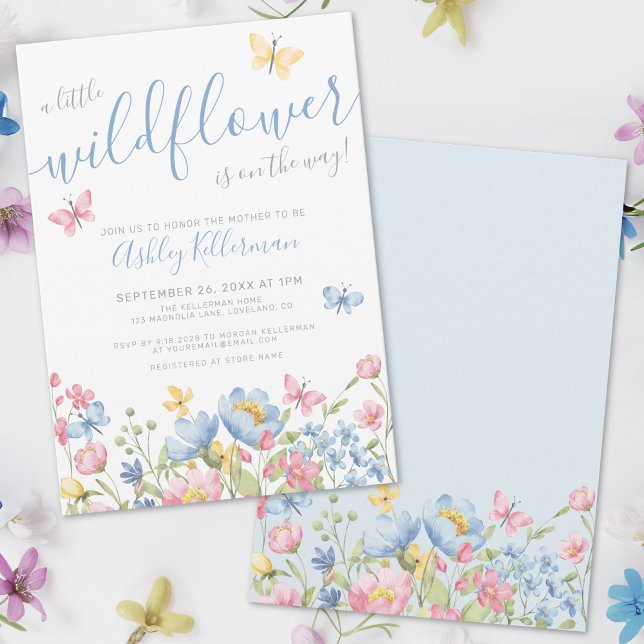 En liten vildblomma Baby Shower Inbjudningar (A Little Wildflower Boy Baby Shower Invitation)