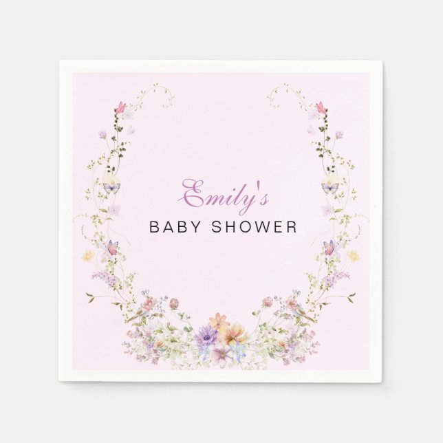 En liten vildblomma Baby Shower  Pappersservett (Framsidan)