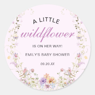 En liten vildblomma - Baby Shower Runt Klistermärke