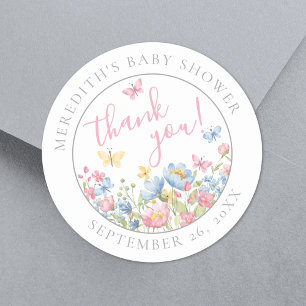 En liten vildblomma - Baby Shower Runt Klistermärke