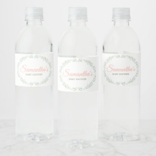 En liten vildblomma baby shower vattenflaskor etikett