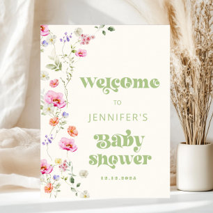 En liten vildblomma bebisflicka shower-välkommen poster