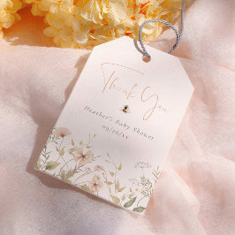 En liten vildblomma bin flicka baby shower tack presentetikett