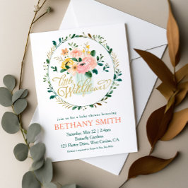 En liten vildblomma Blommig Baby Shower Inbjudan