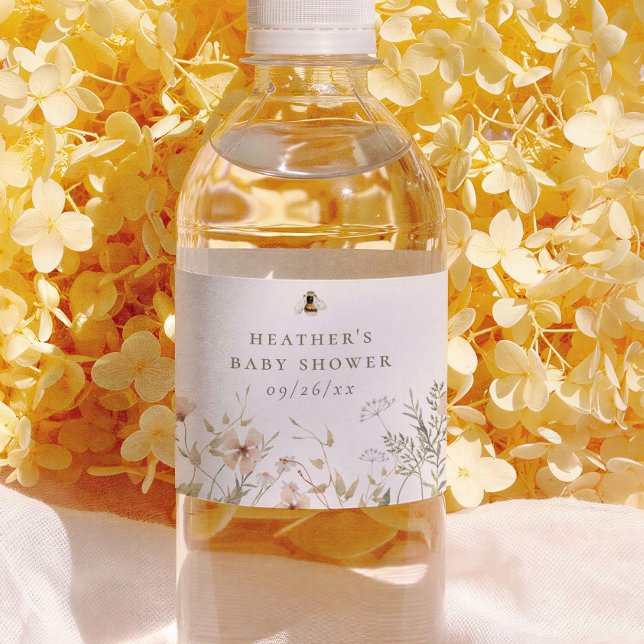 En liten vildblomma Boho Bihunge Bebisbyte Vattenflaskor Etikett (Skapare uppladdad)