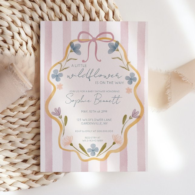 En liten vildblomma Boho flicka baby shower blomst Inbjudningar (Skapare uppladdad)