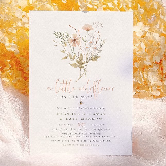 En liten vildblomma Boho naturtema baby shower Inbjudningar (Skapare uppladdad)
