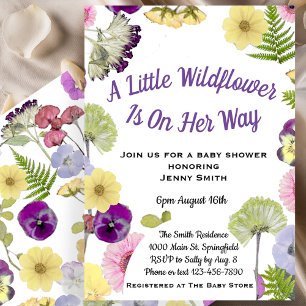 En liten vildblomma flicka baby shower inbjudan