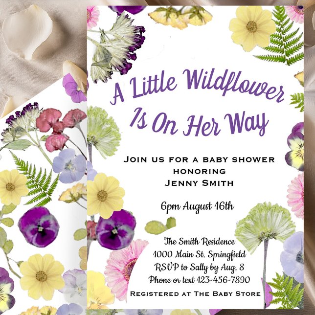 En liten vildblomma flicka baby shower inbjudan (Skapare uppladdad)