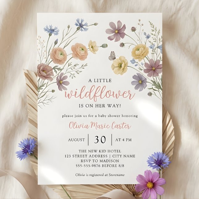 En liten vildblomma flicka baby shower inbjudan (A Little Wildflower Girl Baby Shower Invitation)