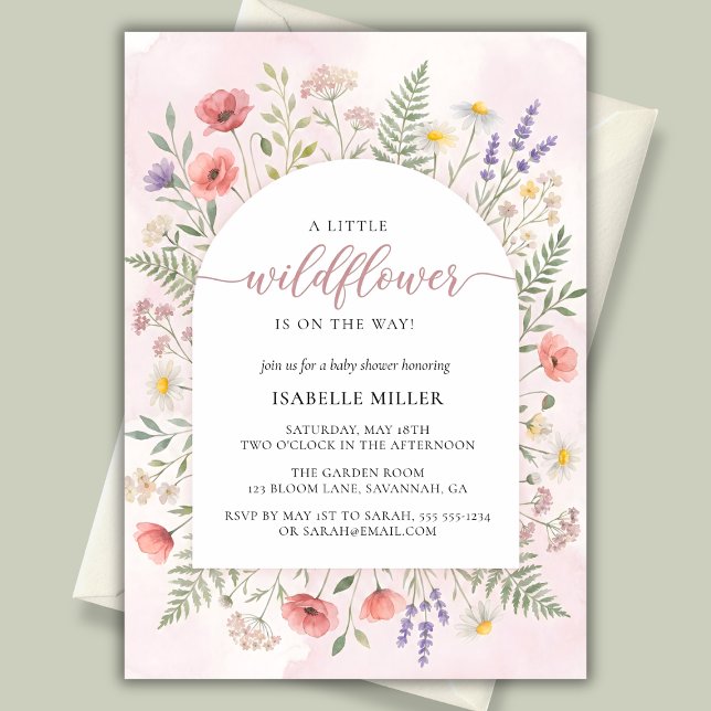 En liten vildblomma flicka baby shower inbjudan (A Little Wildflower Girl Baby Shower Invitation)