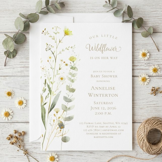 En liten vildblomma flicka baby shower inbjudningar (Skapare uppladdad)