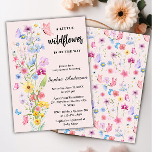 En liten vildblomma flicka baby shower inbjudningar