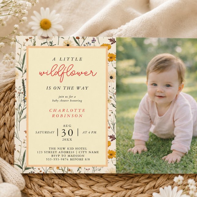 En liten vildblomma flicka baby shower inbjudningar (A Little Wildflower Girl Baby Shower Invitation)