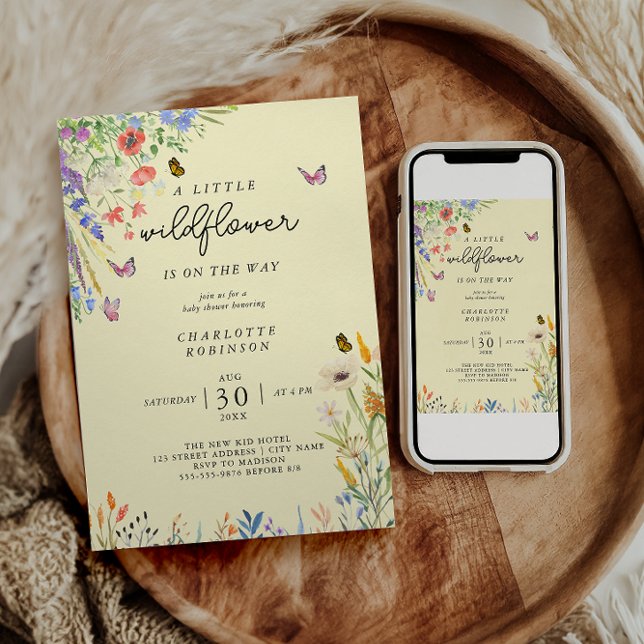 En liten vildblomma flicka baby shower inbjudningar (Skapare uppladdad)