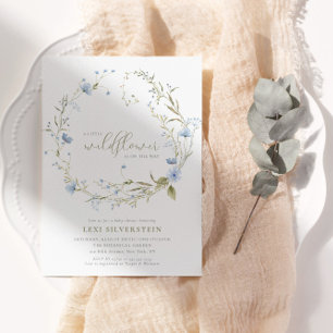 En liten vildblomma grön Boho Babyflicka Inbjudan