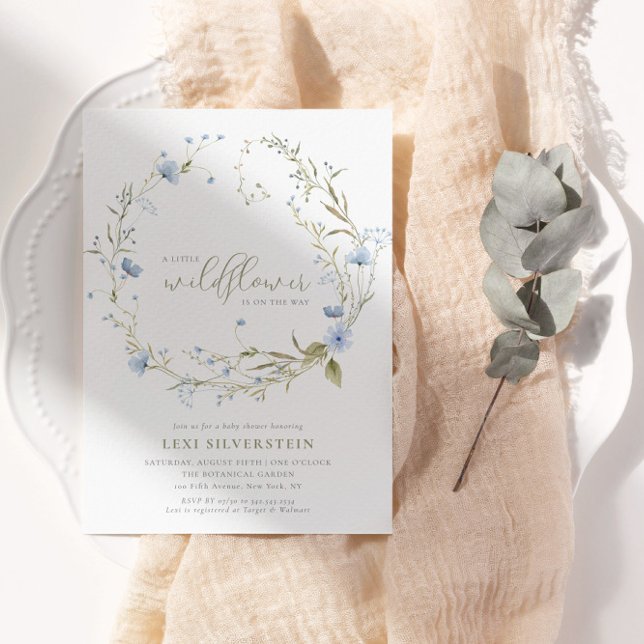 En liten vildblomma grön Boho Babyflicka Inbjudan (Skapare uppladdad)