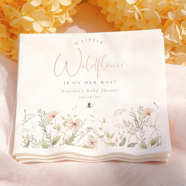 En liten vildblomster Bin flicka baby shower Pappersservett (Skapare uppladdad)