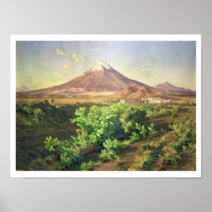 En liten vulkan i mexicansk bygd, 1887 (olja poster