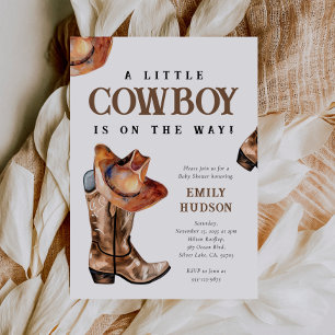 En liten Western babybojinbjudan till babyskor Inbjudningar