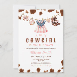 En liten Western clothesline Baby Shower Inbjudningar