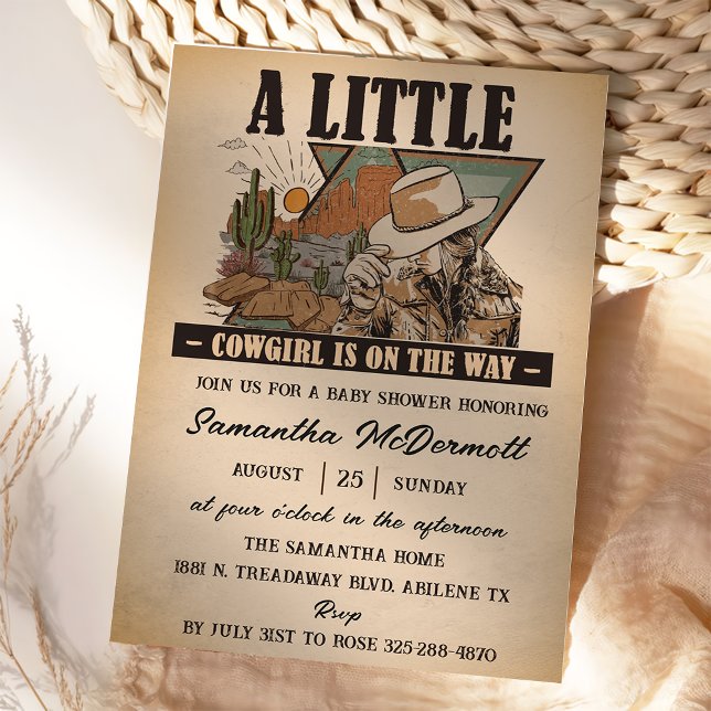 En liten Western flicka, babystövel Inbjudningar (Skapare uppladdad)