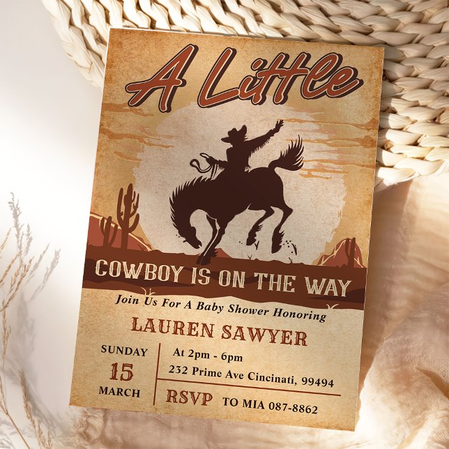 En liten Western pojke, babystövel Inbjudningar (Skapare uppladdad)