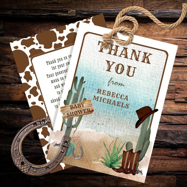 En liten Western pojkvän, babyskor Tack Kort (A Little Cowboy Western Boy Baby Shower Thank You Card)