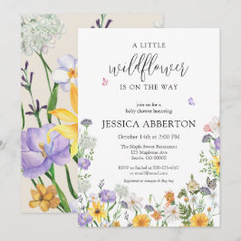 En liten Wildblomblå Rosa Neutralt Baby Shower Inbjudningar