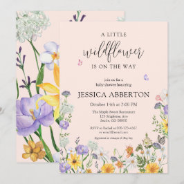 En liten Wildblomblå Rosa Neutralt Baby Shower Inbjudningar